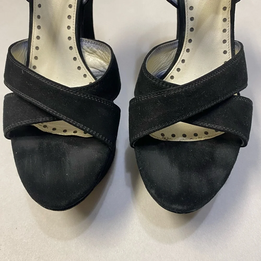 Yves Saint Laurent YSL Platform Wedge Heels Size 8 Suede Rive Gauche Designer